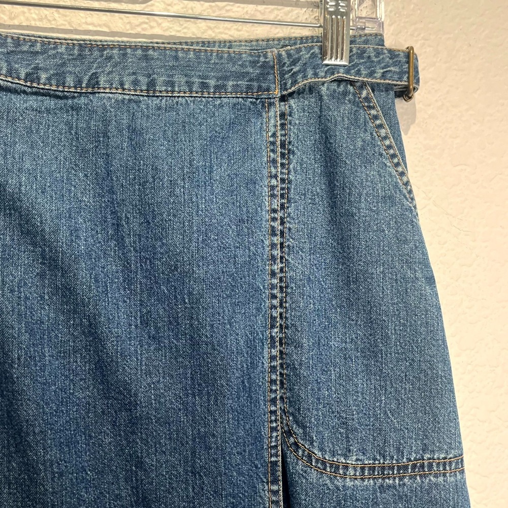 Vintage Eddie Bauer A-Line‎ Wrap Skirt Womens 4 Blue Denim Medium Wash Cotton - Picture 6 of 13